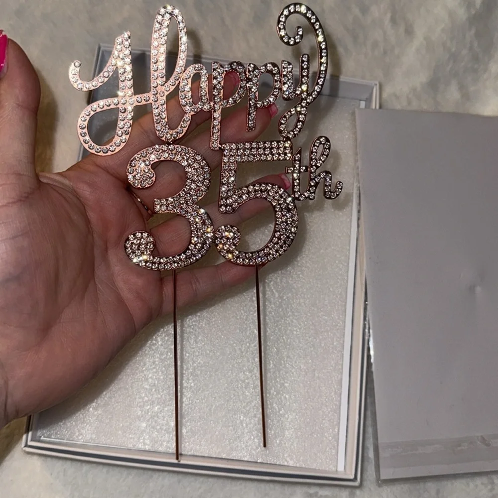 Rose Gold 'Happy 35th' Cake Topper